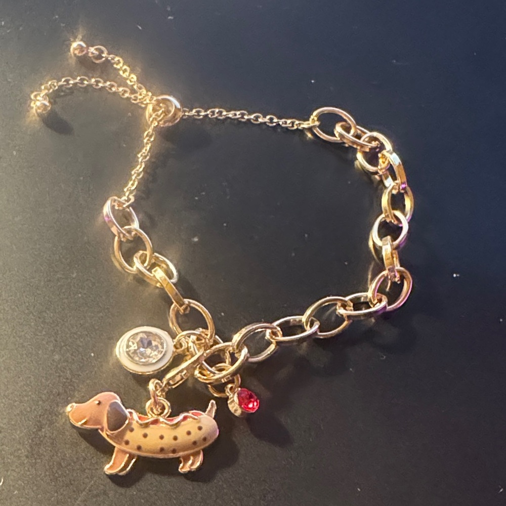 Gold Dachshund Charm Bracelet